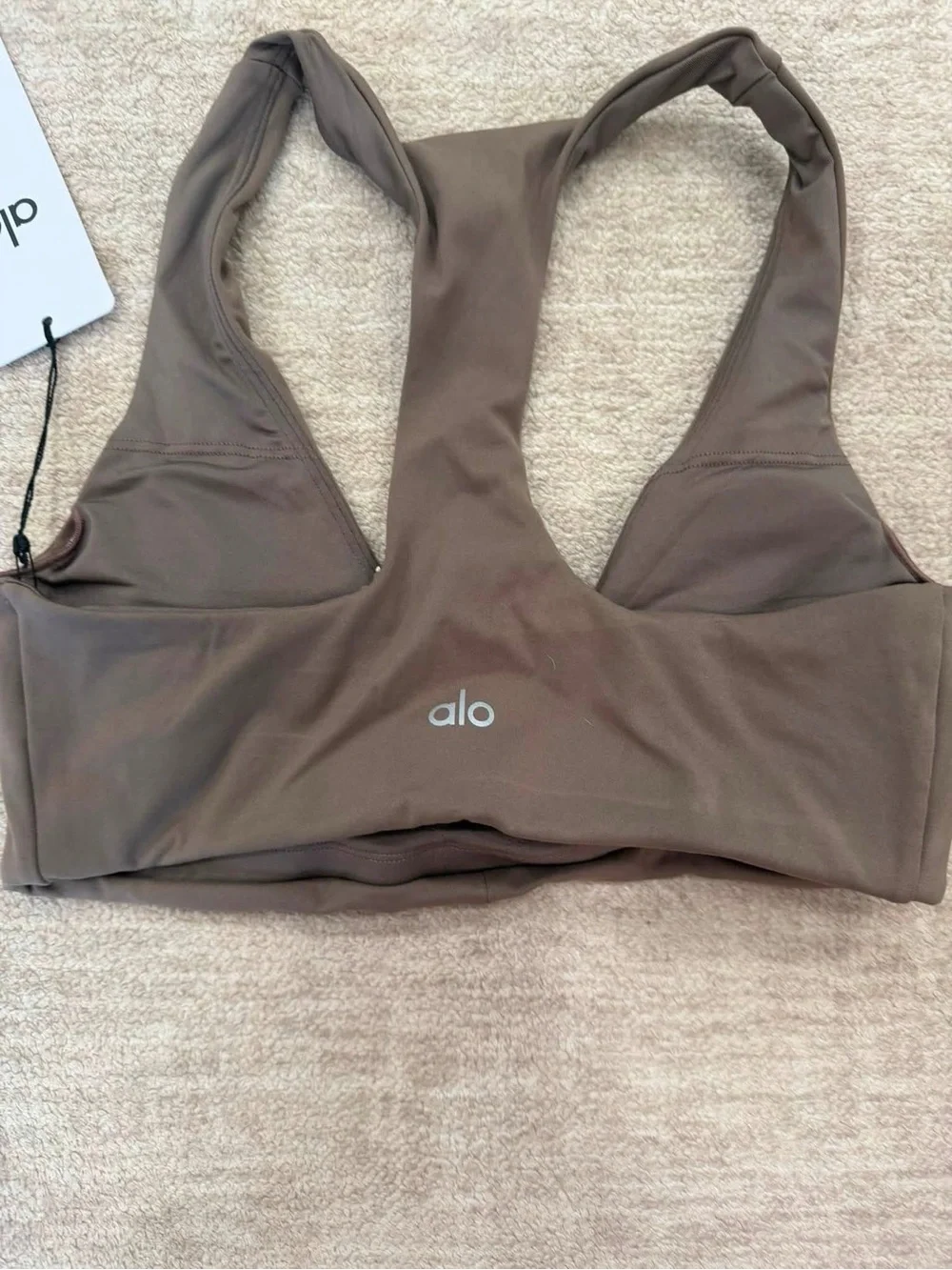 ALO Yoga V-Neck Racerback Sports Bralette - Brown